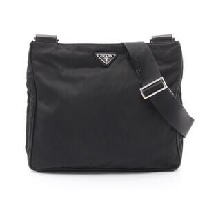 PRADA Black Leather Saffiano Shoulder Bag